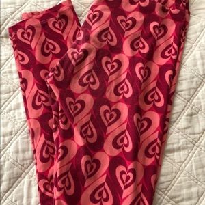 LuLaRoe Pink, Red, light pink heart leggings